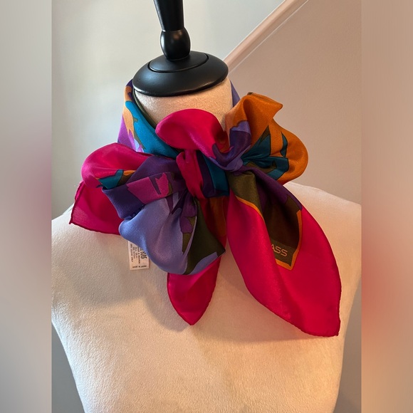 BILL BLASS For Barr & Beards Silk Scarf Vintage 70s Abstract Floral Square 30x30 - Picture 10 of 16